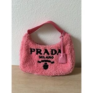 Prada Pink Fur Hobo Underarm Shoulder Bag